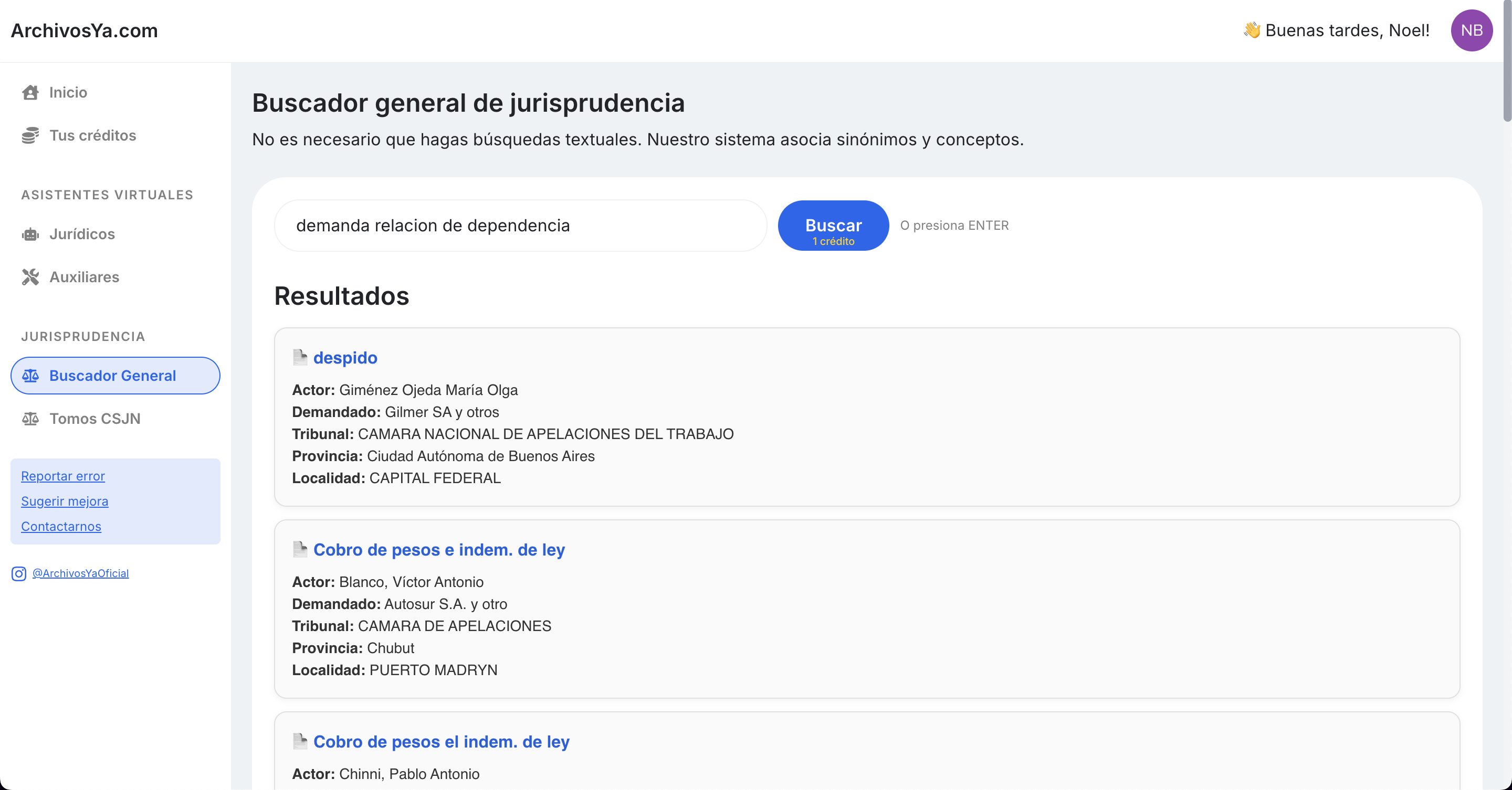 Detalle de un fallo dentro del Buscador